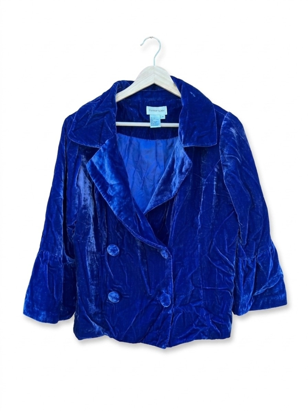 Newport News Vintage Velvet Double-Breasted Jacket - Blue